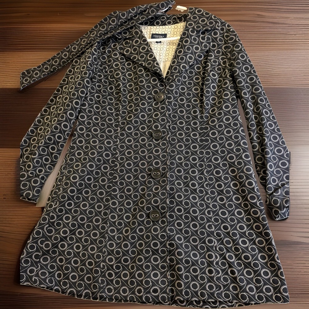 SONOMA Life + Style Women's Black Geometric Button Up Coat